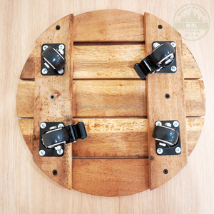 Support de plantes en bois d'acacia verni de 14 pouces avec roulettes, chariot robuste pour usage domestique et jardin, capacité de 264 lb, multi-styles, découpe laser - Product Image 2