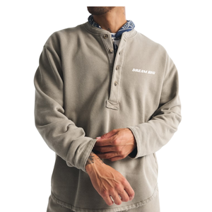 Sweat-shirt boutonné beige sur mesure pour homme, pull Henley de mode haut de gamme, fabricant de vêtements à marque privée OEM, fournisseur en gros - Product Image 1