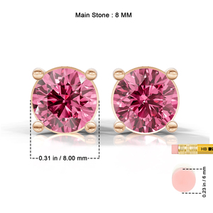 ต่างหูแบบติดหูทรงกลมประดับพลอยแซฟไฟร์สีชมพูเพาะเลี้ยงจาก Heerani Jewels ตัวเรือนเงินแท้ 925 ชุบทองคำขาวและโรสโกลด์ ดีไซน์คลาสสิก เหมาะสำหรับทั้งชายและหญิง - Product Image 6