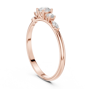 Bague de fiançailles en or rose avec diamant de laboratoire taille ronde et pierres latérales marquise pour femme, bijoux fins - Product Image 2