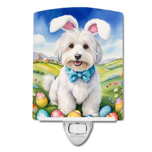 Nueva luz nocturna de cerámica con certificación UL Coton De Tulear, diseño de caza de huevos de Pascua para dormitorio, multicolor compacto de la Kitchen-6x4x3 - Product Image 1