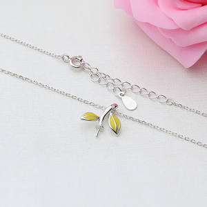 Collier pendentif pomme en argent S925 pour femme, bijoux en perles tendance, accessoire de bricolage, chaîne de clavicule vide, couvre-feuille pour tous - Product Image 4