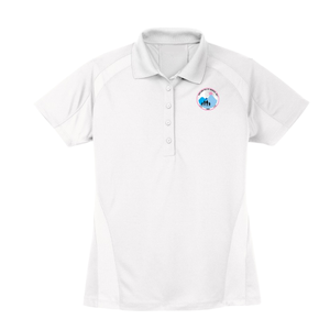 Polo blanc en maille respirante pour femme, broderie du blason, manches courtes, col, vêtement de sport de golf haute performance - Product Image 1
