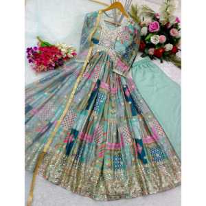 Diseñador Aliya-Vestido cortado con Pent y Dupatta Elegante desgaste de fiesta de noche - Product Image 5