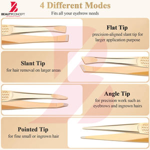 Pince à épiler pour sourcils en acier inoxydable couleur or, outil de maquillage de haute précision pour le modelage des sourcils et l'épilation - Product Image 4