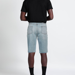 High Demand Men's Street Style Straight Denim Shorts Solid Color Knitted Fabric Men's Workout Denim Shorts - Product Image 5