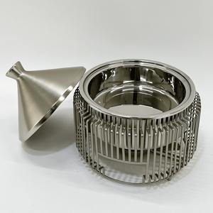 Modern Silver Stainless Steel Tagine <b>Food</b> <b>Warmer</b> Conical Lid Chafing Dish <b>Candle</b> Heated Buffet Server Moroccan Style Serving Pot - Product Image 5