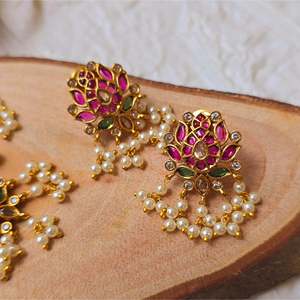 Kemp Floral Gold-Plated Zircon Bridal Jewelry Set-Designer Luxury Earring and Necklace Combo - Product Image 3