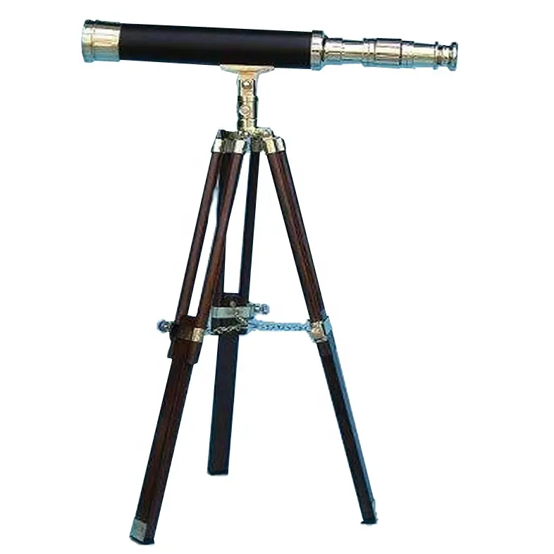 Ahşap Tripod üzerinde teleskop klasik tasarım pirinç teleskop ve standı Trendy el denizcilik katı pirinç teleskop ve standı