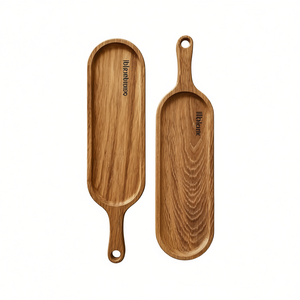 ถาดเสิร์ฟไม้ทำมือพร้อมหูจับ พิมพ์ลายสำหรับใช้ตกแต่งในครัว สำหรับชา กาแฟ ขนมขบเคี้ยว หรืออาหารเช้า - Product Image 2