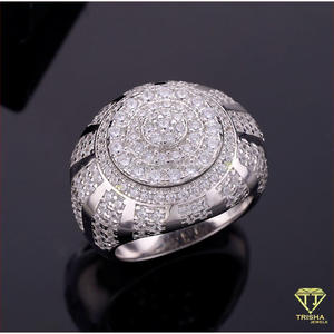 Bague pour homme en argent 925 de qualité supérieure avec diamant de laboratoire et grappe ronde, pour les acheteurs de bijoux en gros - Product Image 4