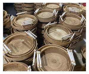 Panier de rangement moderne en rotin naturel pour la cuisine, écologique, empilable, décoration de la maison - Product Image 1
