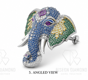 Broche de Plata de Ley 925 de Lujo con Elefante y Gemas Multicolor, Diseño Real, Pin de Solapa para Traje Sherwani, Pieza Destacada - Product Image 6