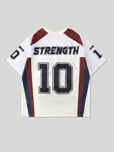 Vintage Varsity American Football Jersey Custom Graphic Oversized <b>Top</b> Midnight Blue & <b>Maroon</b> Urban Streetwear Training Shirt - Product Image 2