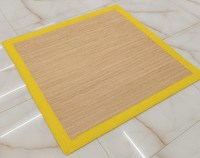 Tapis artisanal en jute style ferme avec bordure marine, décoration de sol en fibres naturelles