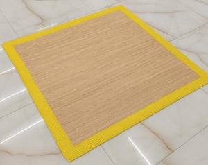 พรมปูพื้นทำมือจากเส้นใยปอกระเจา ขอบสีกรมท่า ตกแต่งพื้นบ้านด้วยวัสดุธรรมชาติ - Product Image 1