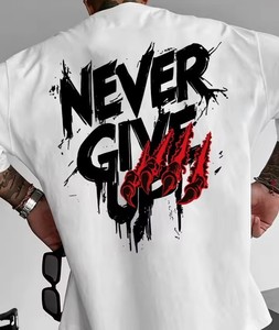 Camiseta Personalizada de Cuello Redondo, Mezcla de Seda/Algodón, Gruesa, Estilo Hip Hop, Anti-Pilling, Corte Holgado, Manga Corta, con Estampado Gráfico - Product Image 3