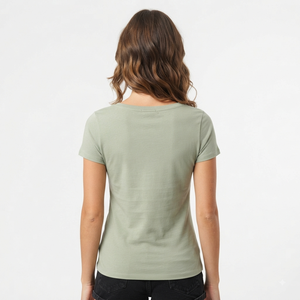 T-shirt à manches courtes pour femme Hawk Eye, col rond, couleur unie, décontracté, respirant, 100% coton, coupe ajustée, haut pour le printemps et l'été - Product Image 2