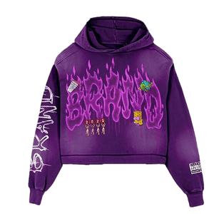 Vente en gros Sweat à capuche en coton surdimensionné unisexe Top d'hiver à bords coupés avec bouffée Street Wear sérigraphie personnalisée Hommes 100% coton à capuche - Product Image 5