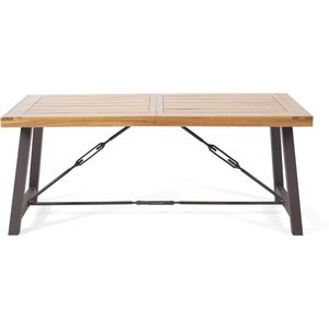 Tavolo da Pranzo con Base in Legno di Acacia e Metallo, Collezione Teak per Esterni - Product Image 5