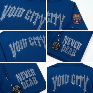 ชุดเสื้อผ้าออกแบบเองสำหรับผู้ชาย ชุดฮู้ดดี้ประดับเพชรและกางเกงขาสั้น ผู้ผลิตเสื้อผ้า - Product Image 4