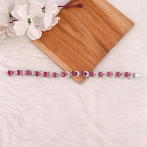 Elegant <b>Glass</b> Filled Ruby & CZ Bracelet in 925 Sterling Silver Handmade Luxury Fashion Jewelry for Unisex - Product Image 3