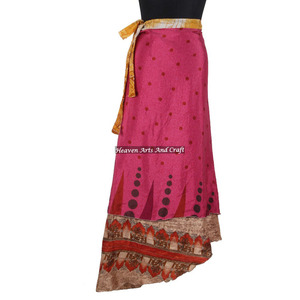 Ladies Summer <b>Wrap</b> <b>Skirt</b> 2 Layer Reversible Magic Silk Saris <b>Wrap</b> Long Silk <b>Wrap</b> Around <b>Skirts</b> Brazil Mexico Exclusive Indian - Product Image 2