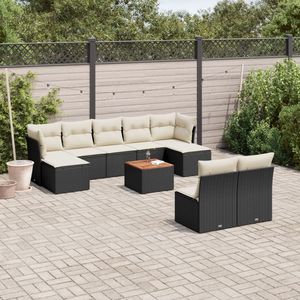 Set Divano da Giardino in Rattan Nero 6 Posti Resistente alle Intemperie Arredamento da Esterno Design Contemporaneo - Product Image 1