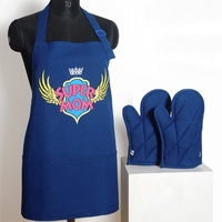 Guantes de Cocina Resistentes al Calor con Logotipo Personalizado, Guantes de Horno de Algodón para Cocina y Barbacoa, Juego de Guantes de Horno y Porta Ollas