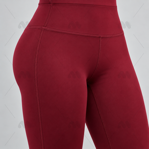 Ensemble de yoga 2 pièces rouge, fermeture éclair intégrale sur le devant, taille haute, sans couture, en spandex et polyester, respirant, anti-transpiration, extensible dans quatre directions - Product Image 5
