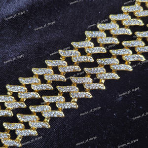 Collar de Diamantes de Plata con Incrustaciones de Diamantes, Collar de Eslabones en Zig Zag, Collar de Diamantes de Moissanita con Corte Redondo y Micropavé para Unisex - Product Image 4