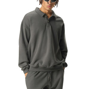 Sweat-shirt de style polo à col rabattable, coupe ample, poids lourd 380 g/m², design épuré, personnalisation du logo, broderie 3D - Product Image 4