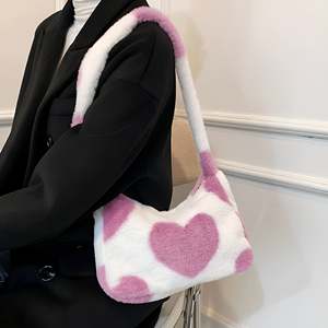 Bolsos de Mano Pequeños y Portátiles para Mujer al por Mayor, Bolsos de Peluche con Forma de Corazón, Lindos y Versátiles - Product Image 3