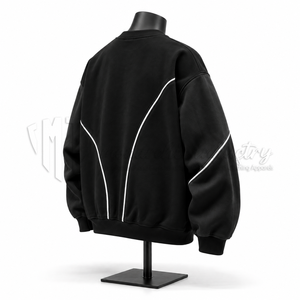 Sweat-shirt à col rond noir pour homme, coupe classique, couleur unie, tissu en molleton français, vêtement décontracté pour l'automne - Product Image 5