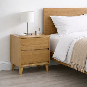 Table de chevet minimaliste en bois d'hévéa avec 2 tiroirs pour chambre à coucher, support OEM/ODM pour meubles du Vietnam - Product Image 1