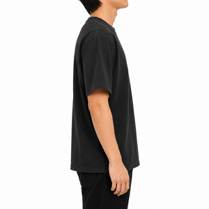 Camiseta de Hombre, Corte Regular, Negra, Manga Corta, Cuello Redondo, Tejido de Punto, Color Sólido, Spandex/Algodón, Antiarrugas, Ecológica, Personalizable - Product Image 3