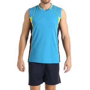 Ensemble de maillots de volley-ball sans manches pour hommes, bleu, jaune, marine, respirant, en polyester, uniforme adulte - Product Image 1