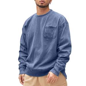 OEM Manufactured 380 GSM 100% Cotton Acid <b>Washed</b> Oversized Men's Sweatshirts with Pocket Premium Custom Embroidery Pullover - Product Image 1
