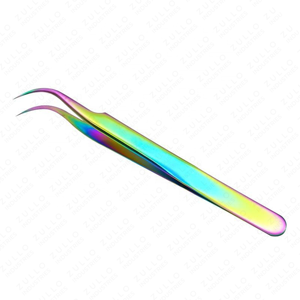 Rainbow Curved Eyelash Extension Tweezers Stainless Steel Precision Pointed Tip <b>Tool</b> for Volume Lash Application - Product Image 6