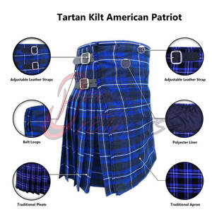 Kilt écossais en tissu léger avec sangles en cuir et fermeture à boucle réglable, kilt écossais moderne - Product Image 5