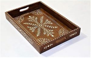Bandeja de Servir de Madera Natural de Alta Calidad con Incrustaciones de Madreperla para Vajilla de Fiesta Árabe, Venta al por Mayor desde Vietnam - Product Image 3