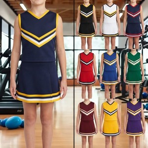 Wholesale Children Girls Heat-Transfer Printed Cheerleading <b>Dance</b> Uniforms Full Length Cheer <b>Crop</b> <b>Top</b> and Shorts OEM Service - Product Image 5