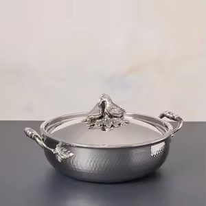 Juego de ollas de cobre con tapa y asas, acabado pulido, diseño vintage, duradero, solo lavar a mano, compatible con inducción - Product Image 6