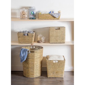 <b>Basket</b> seagrass with shimmering gold tinsel threads Handmade <b>Storage</b> <b>Basket</b> Wholesale eco-friendly Made in Vietnam - Product Image 5