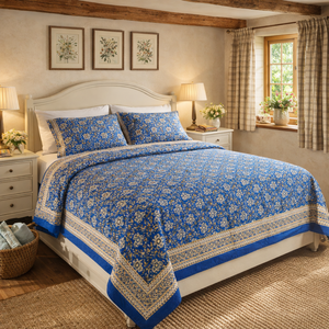 Luxury Jaipur Hand Block Printed Classic <b>King</b> <b>Size</b> Cotton Bedsheet set 200TC Eco Friendly Soft Breathable Durable All Season - Product Image 4