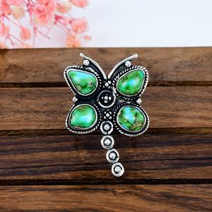 Sonora Turquoise Ring 925 Sterling Silver Statement Ring, Oxidized Boho Nature Gemstone Jewelry <b>Gift</b> for Her - Product Image 1
