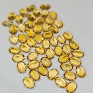 พลอยซิทรินทรงรี พลอยซิทรินสีเหลืองธรรมชาติ แบบเจียระไน สำหรับทำแหวน เครื่องประดับ ขายส่ง DIY - Product Image 1