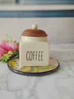 Pot de rangement élégant pour thé avec couvercle en bois, scellé pour la fraîcheur, organisateur décoratif pour comptoir, idéal pour garde-manger, design durable