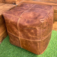 OEM/ODM Nouveau meuble de salon moelleux best-seller Housse de pouf carré marron en cuir véritable repose-pieds repose-pieds