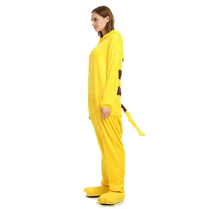 Pijama Enterizo con Capucha para Mujer, Color Amarillo, Personalizado, de Forro Polar, con Cubrepiés, Ropa de Invierno, Material Suave - Product Image 2